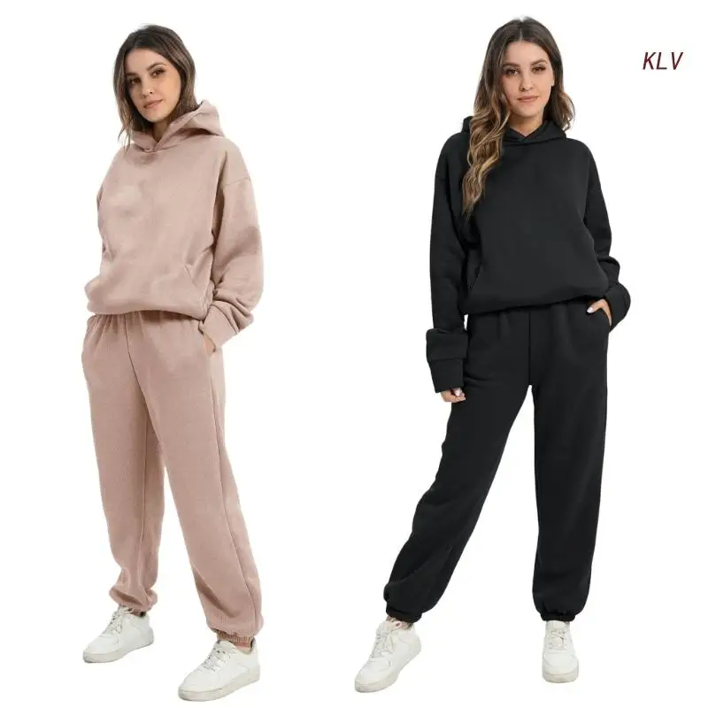 

Sweatsuits Set for Women 2 Piece Solid Color Long Sleeve Hoodie and Joggers Sweatpants Tracksuit Outfits with Pockets 6XDA