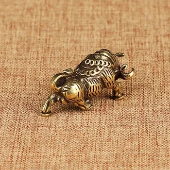 New Vintage Brass Bull Crafts Miniature Statue Animal Desktop Ornaments Home Decor Accessories Tools Crafts