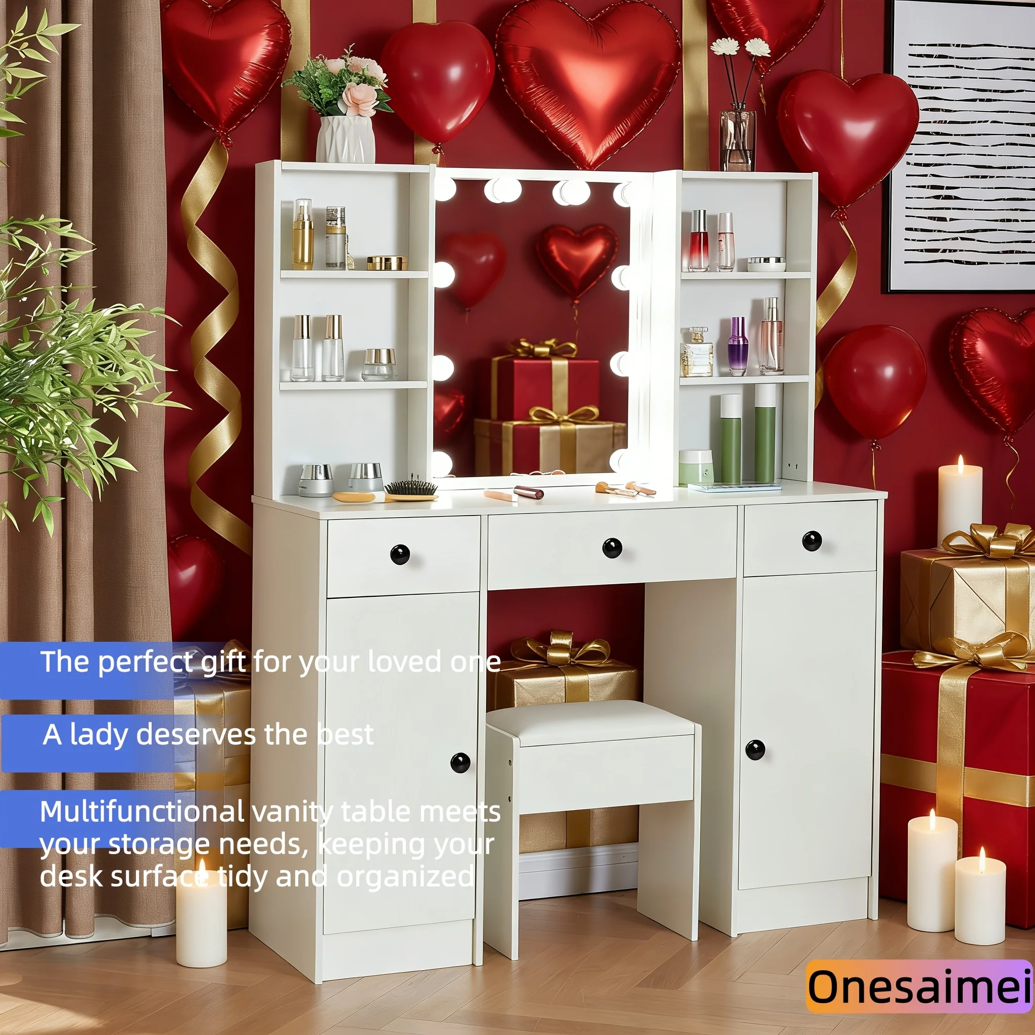 New home dressing table with vanity mirror Features three colour modes and adjustable brightness Ideal birthday gift - 1