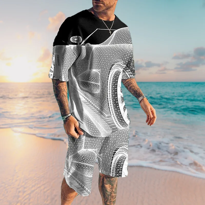 

Men's Clothes Set Summer Oversized 3D Printing Men Suit Streetwear Tracksuit O Collared Sportswear Desing Casual Shirts Outfits