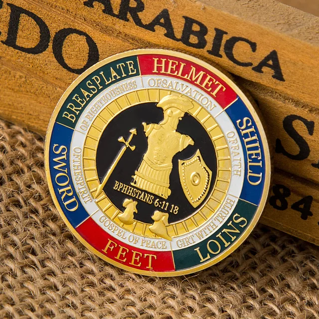 A Szuvenír Érmét Isten Egész Páncéljára Őrzi Katonák Megemlékező Érme Imádkozzatok Mindig Gyűjtemények - Image 2