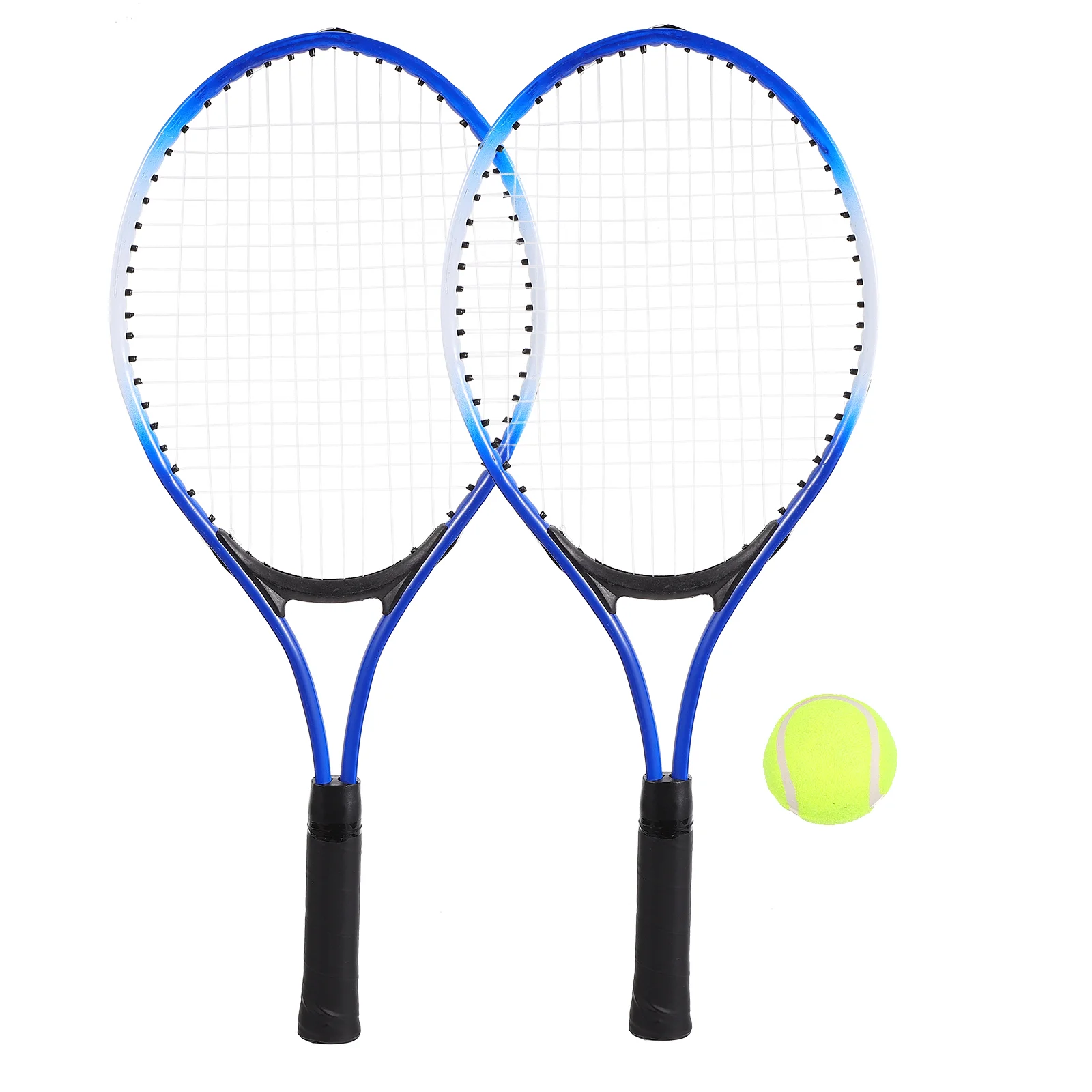 Two Tennis Rackets Set Lightweight Kids Sports Toy Children Outdoor Leisure Toy Safe Durable Handle Flexible Cable Oval Racket