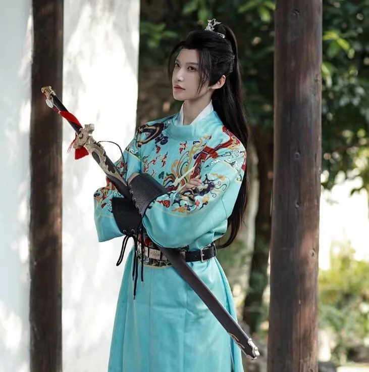 Originale cinese Hanfu uomo donna dinastia Tang colletto tondo