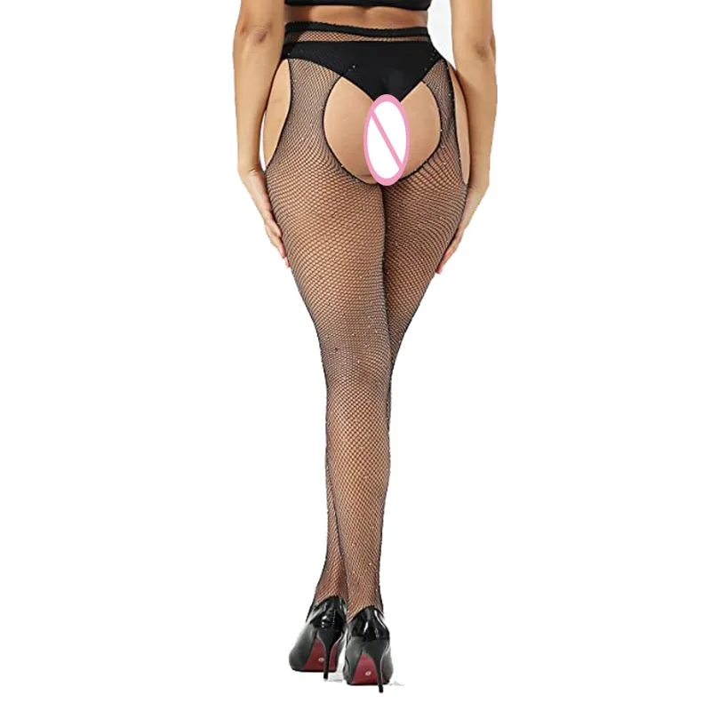 

Сексуальные 4-сторонние открытые ажурные колготки с драгоценными камнями и блестящими кристаллами, нейлоновые чулки с вырезами, колготки, женское белье