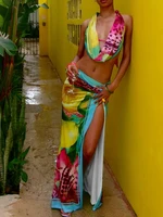 Weird Puss Colorful Leopard Women 2 Piece Set Y2K Beach Vacation Halter Tank Tops+Wrapped Maxi Skirts Matching Vacation Clubwear - Image 3