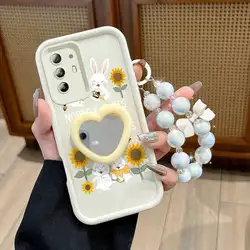 Pink Butterfly Phone Case with Lanyard and Stand (3 - Piece Set) - OPPO A78 4G (WHITE)