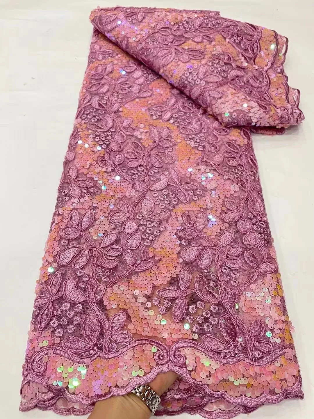 

African Lace Fabric 2023 High Quality Nigerian French Sequence Lace Fabric for Wedding Party Dress Sewing DIY