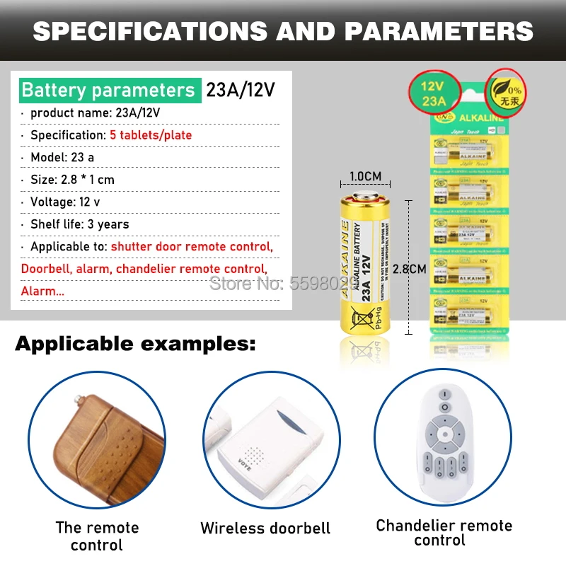 Alkaline Battery Disposable Battery 10PCS 12V Batteries 23A 21/23 A23 E23A MN21 MS21 V23GA L1028 Alkaline Dry Battery for Alarm Doorbell Car Remote Control etc
