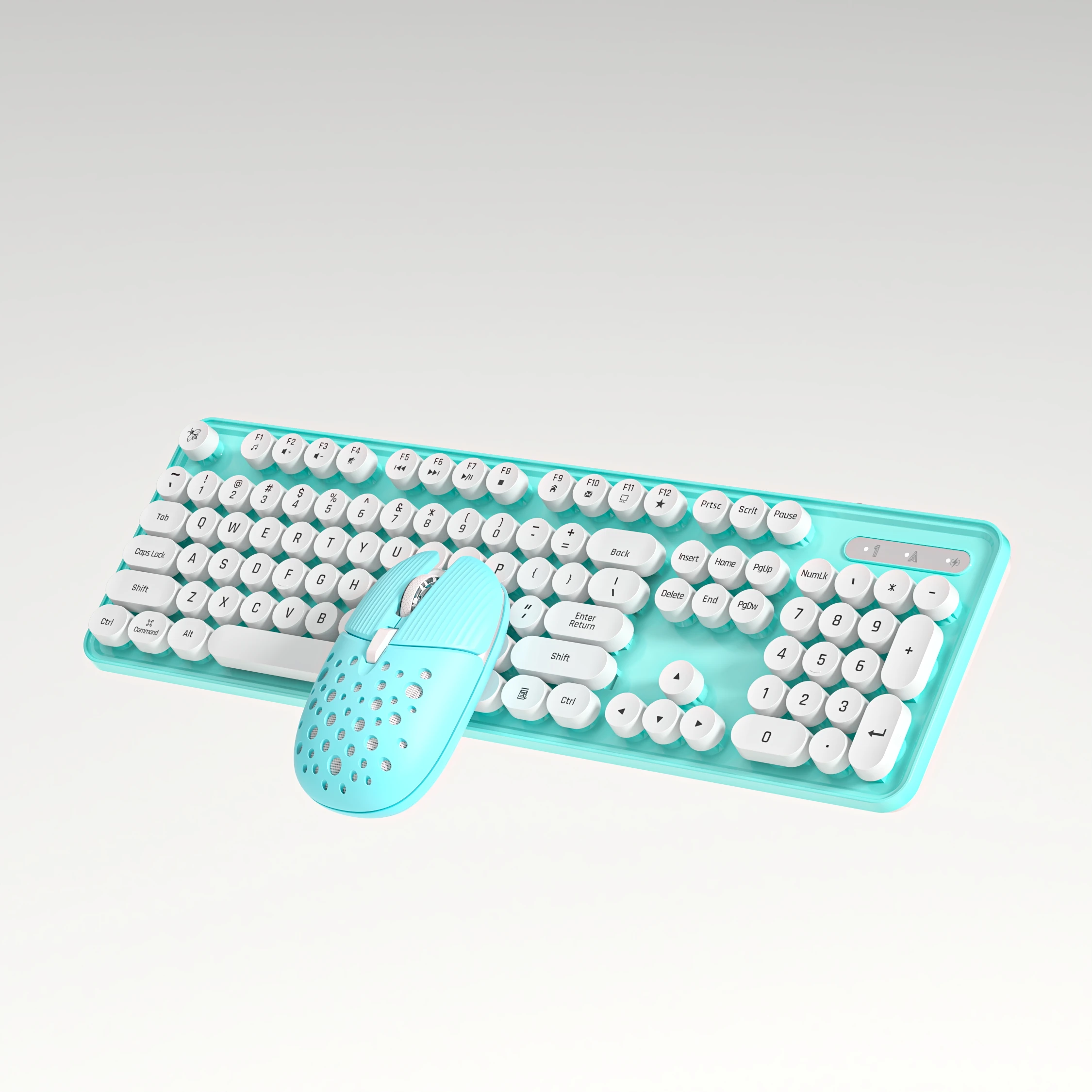 104 Keys 2.4G Wireless Set Gaming Ergonomic Colorful Retro Round Keycap Keyboard Mouse Combo For Laptop Desktop_voghion.com