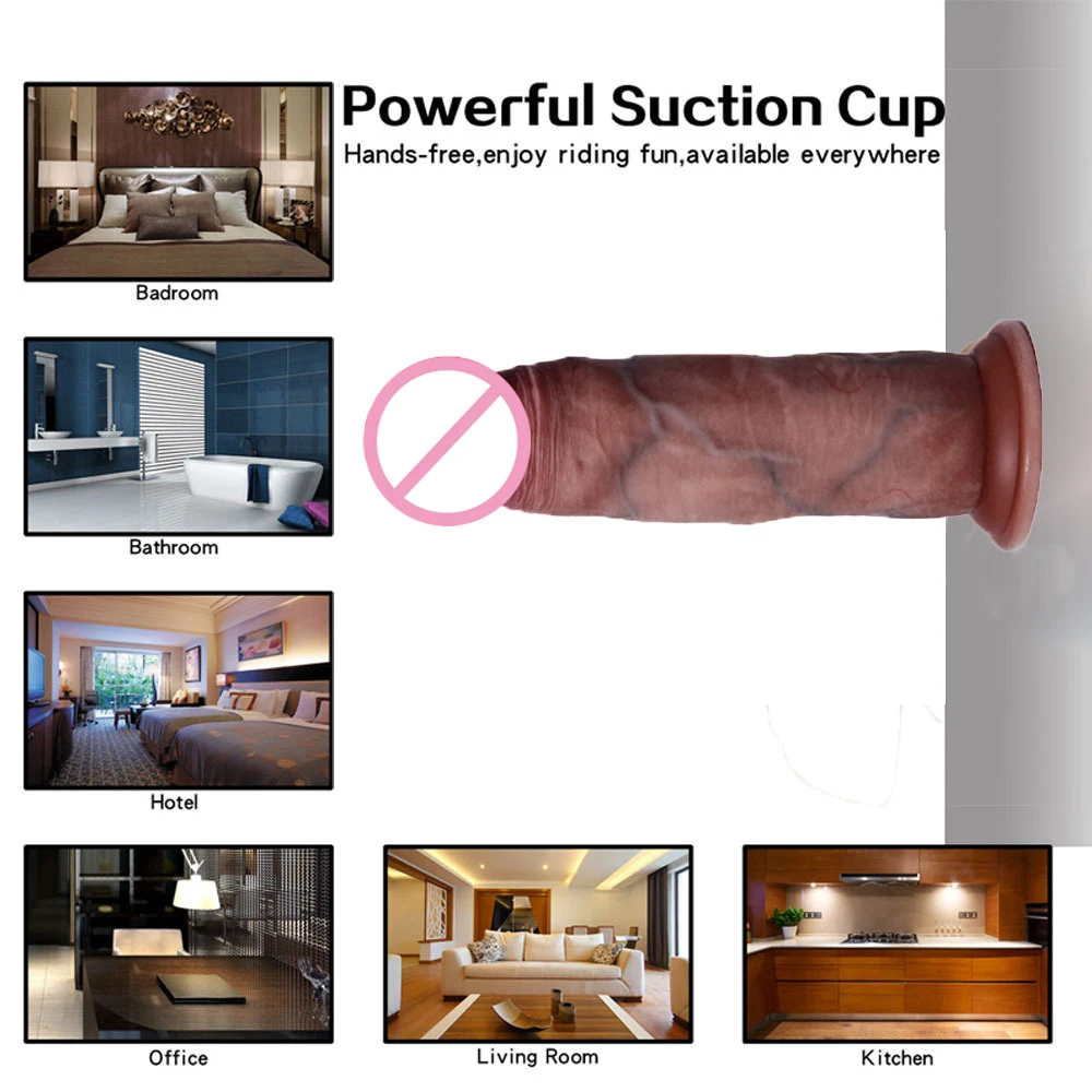 7.8inch Real Skin Feeling Realistic Dildo Sliding Foreskin Design Suction Cup Huge Big Penis Dick Adult Erotic Sex Toy for Woman image image