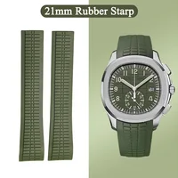 Curved End rubber watch strap For Patek Philippe 5164A 5167A 5168A watchband 21mm Soft Men Bracelet Accessories Wristband