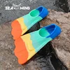 New colored swimming training fins for summer tourism, elastic and soft silicone diving frog shoes 5