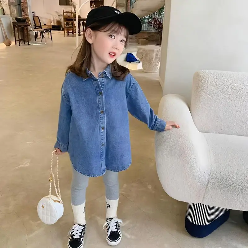 Girls Boys Denim Shirts for Spring Autumn Summer