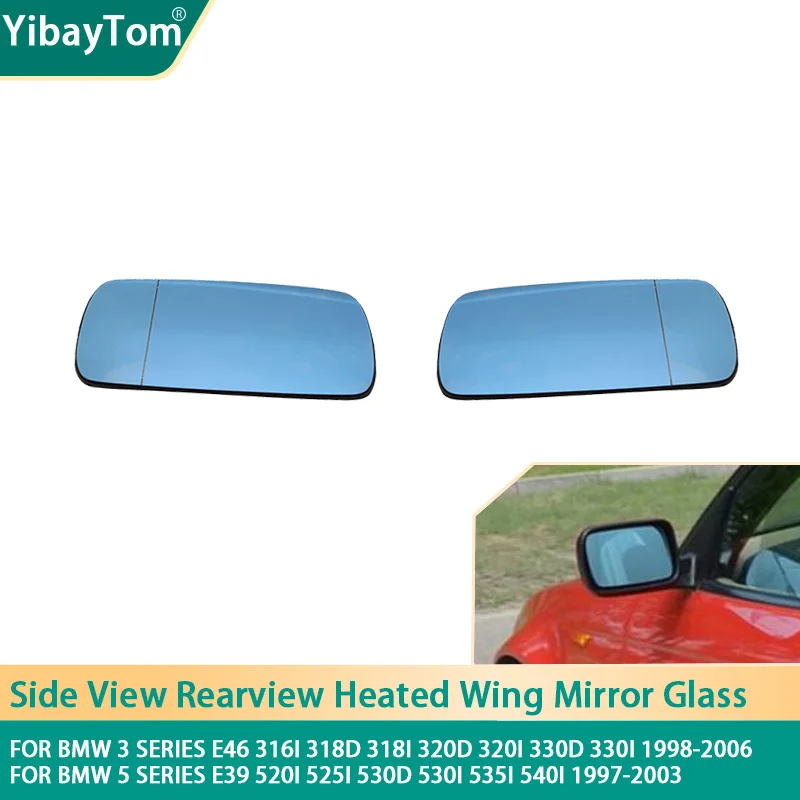 

Rearview Heated Wing Mirror Glass For BMW 3 5 Series E39 E46 318d 318i 320d 320i 330d 330i 520i 525i 530d 530i 535i 540i 1997-06