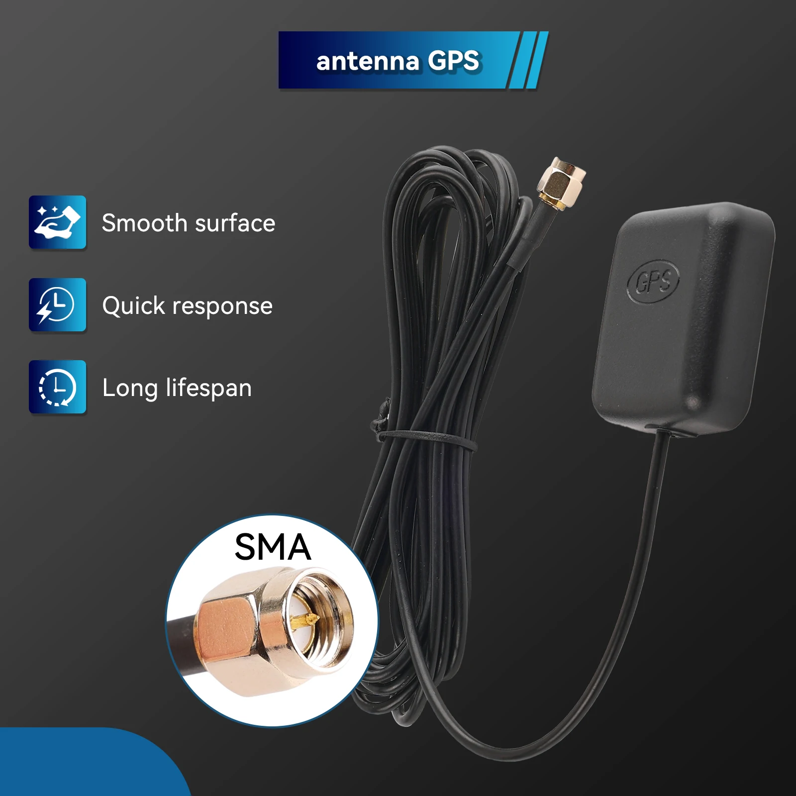 Car GPS Antenna Car GPS Receiver GPS Receiver GPS Antenna 3M GPS Signal Antenna GPS Receiver Signal Enhance Device SMA Connector Auto Accessories Suit For Car Navigation Radio DVD