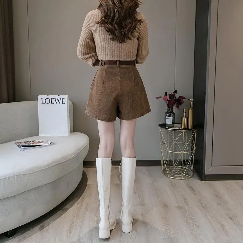Straight Shorts Office Lady Simplicity Elegant High Waist Solid Fashion Loose Streetwear Autumn Winter Thin Women\'s Clothing