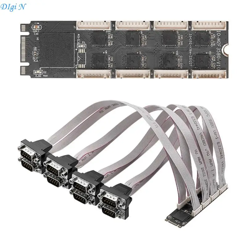 새로운 M2-8 포트 RS232 직렬 확장 카드 라이저-어댑터 지원 NVME B+M 키 고성능 칩 EXAR 17V358 R2LB
