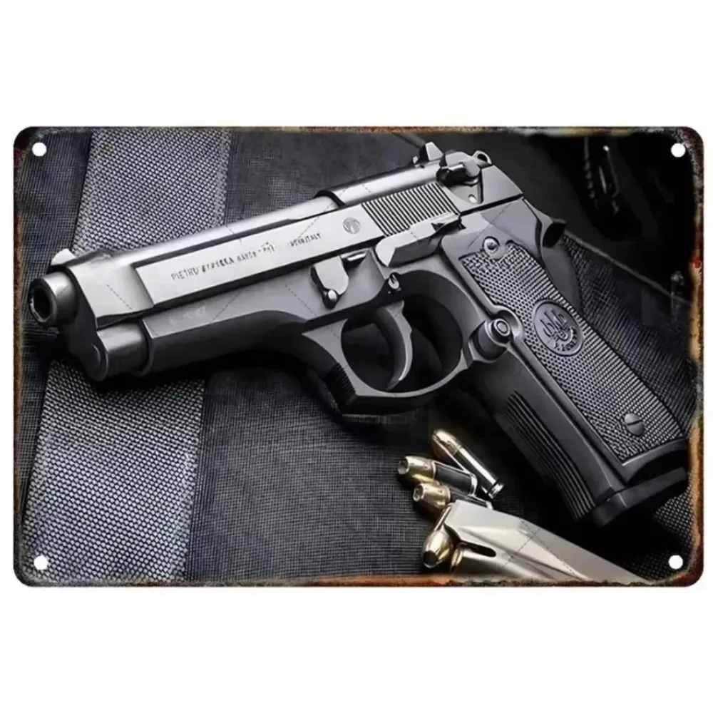 빈티지 미국 국기 건메탈 벽 장식, 남자들의 숨은 공간 장 러스틱 사인, 군인 가정 선물 녹슬지 않는 12x16인치