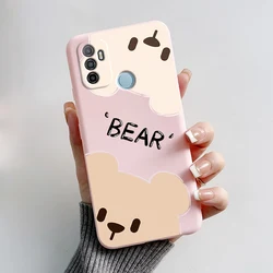 Cute Bear and Cartoon Frog Shockproof Silicone Phone Case - Enhanced Back Cover Design for OPPO A53 2020 (Pink-M01)