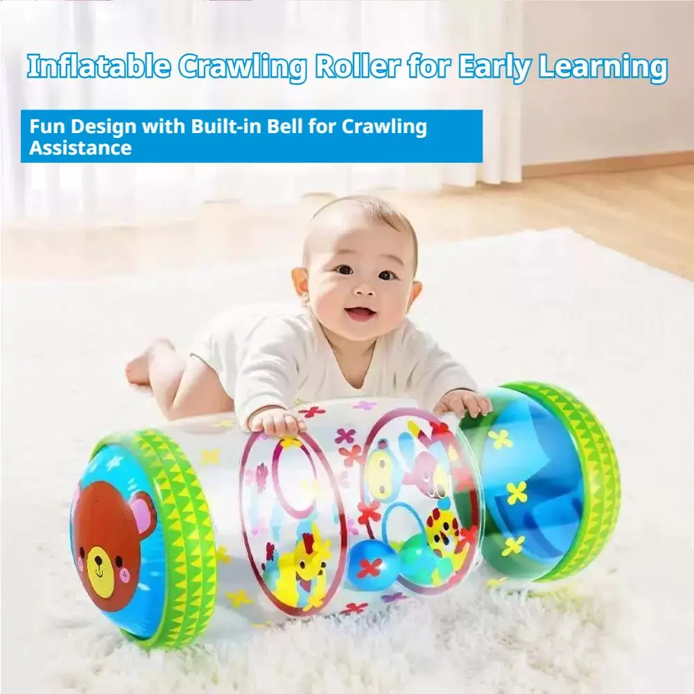 Aufblasbare Krabbelrolle für Babys mit Rasselbällen, PVC-Lernspielzeug für Kleinkinder, Krabbel-Lernrolle – Detail 9