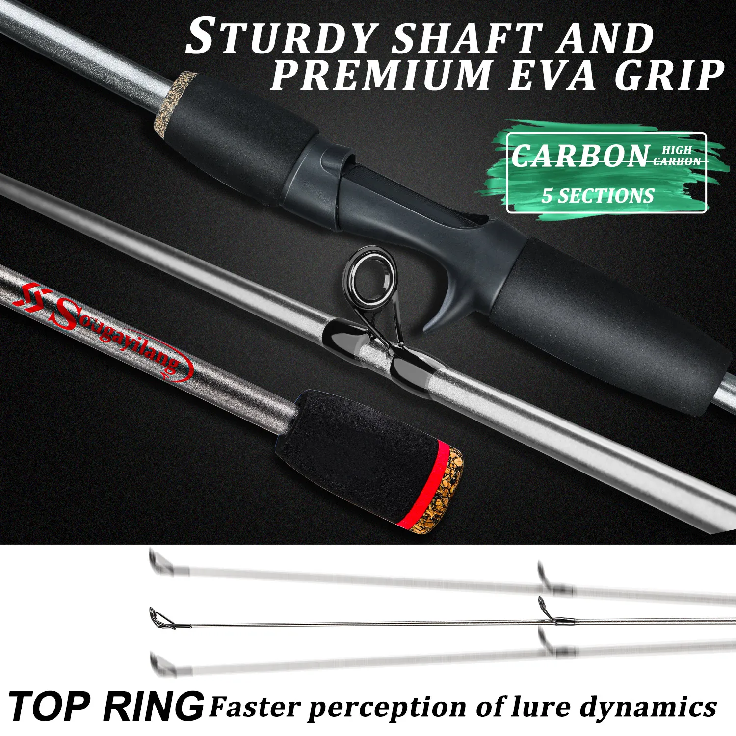 Sougayilang Fishing Rod Combo 1.7m Carbon Fiber Casting Rod and Baitcasting Reel with Free Pe Line Max Drag 10kg for Bass fishing pole set,fishing rod and reel combo,fishing rod