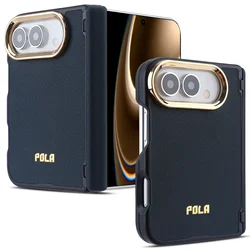 Premium Plating Leather Phone Case with Magnetic Shockproof Metal Lens Protection - iPhone Duo (Blue)