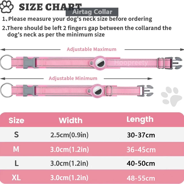 Reflective AirTag Dog Collar, Heavy Duty Dog Collar with Adjustable AirTag Holder Case Accessories for Small Medium Large Dogs 3