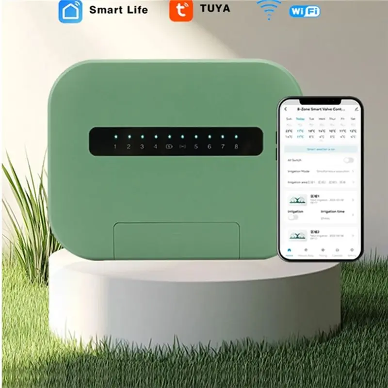 Tuya Wifi 실내 스마트 스프링클러 컨트롤러 실내 스마트 스프링클러 컨트롤러 관개 시스템 원격 제어 6 구역 EU 플러그-AT