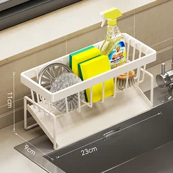 Multifunctional Stainless Steel Kitchen Sink Organizer and Storage Rack (White)