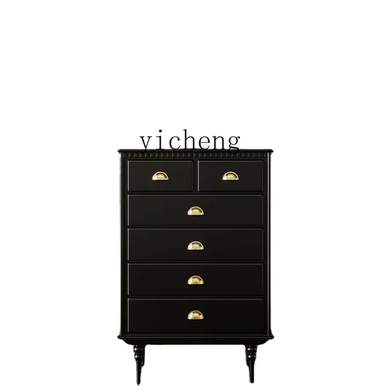 

XL Retro Style Chest of Drawers Bedroom Wall Black Chest of Drawer Light Luxury Storage High Cabinet