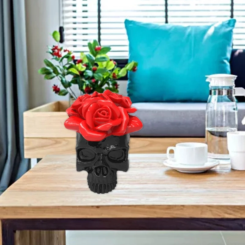 3D Rose Skull Silicone Mold Epoxy Resin Casting Mould DIY Plaster Pen Holder Tabletop Decor for DIY Crafts Making