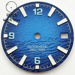High - Quality Blue/Red Diving Watch Dial with Green Luminous Finish (Blue)