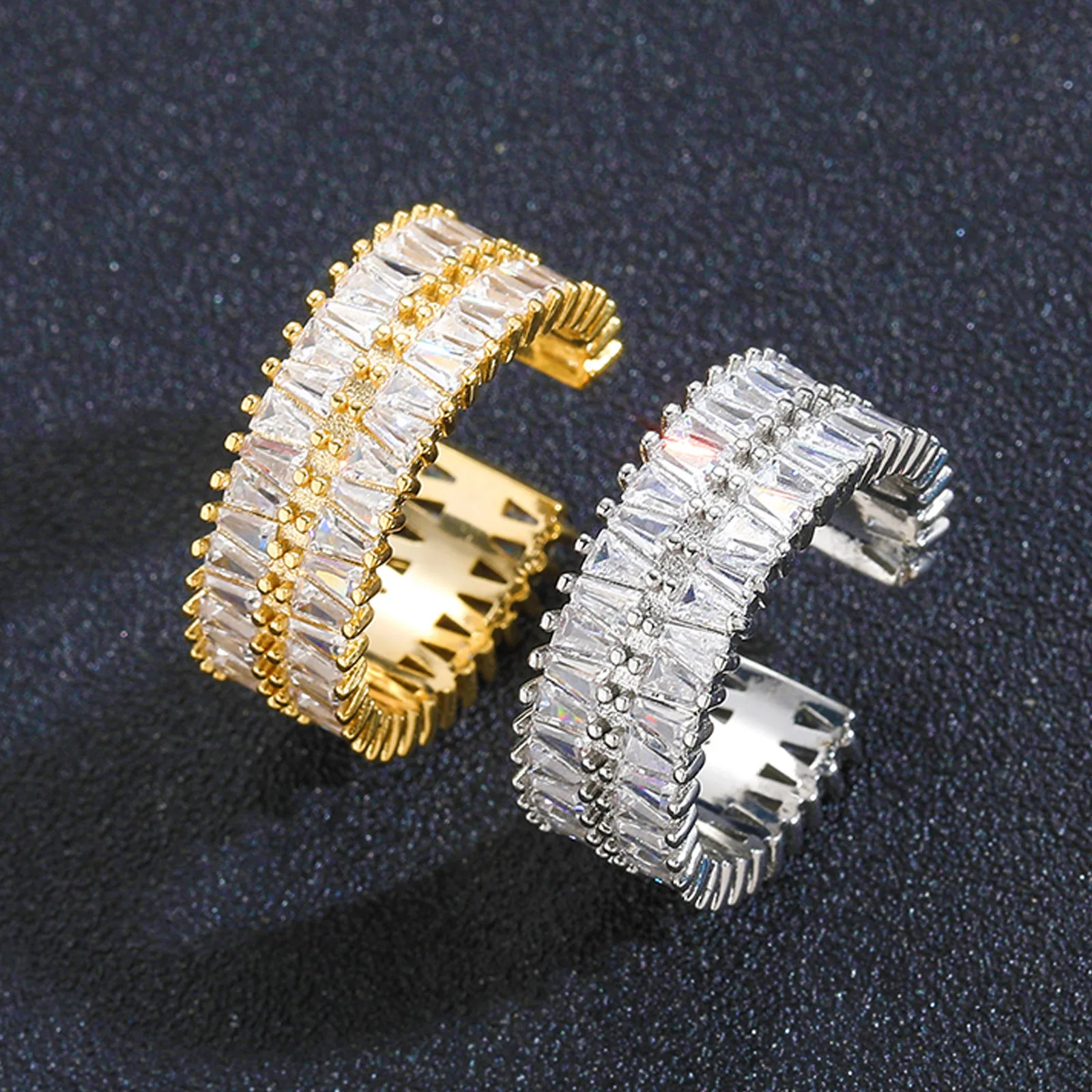 

New 2 Layer Adjustable Opening Design New Style Brass Ring Hip Hop Jewelry BR078