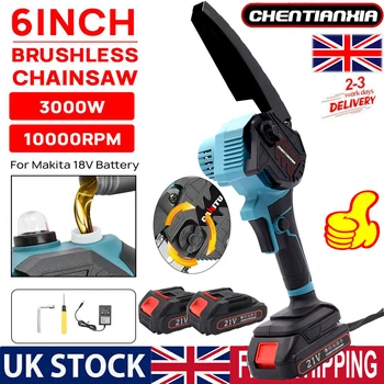 Portable Cordless Mini Chainsaw 6 Inch Electric Chain Saw Handheld w/1 Battery