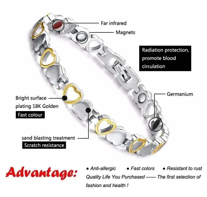 Healthy Magnetic Slimming Bracelet Woman Charm Sexy Bracelet Man Weight Loss Bracelet Link Heart Wristbands Jewelry Health Care