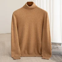 Men's Turtleneck 100% Merino Wool Sweater Men 2024 Autumn and Winter Large Size Loose Knitted Sweater Keep Warm Top Men Jumper 1