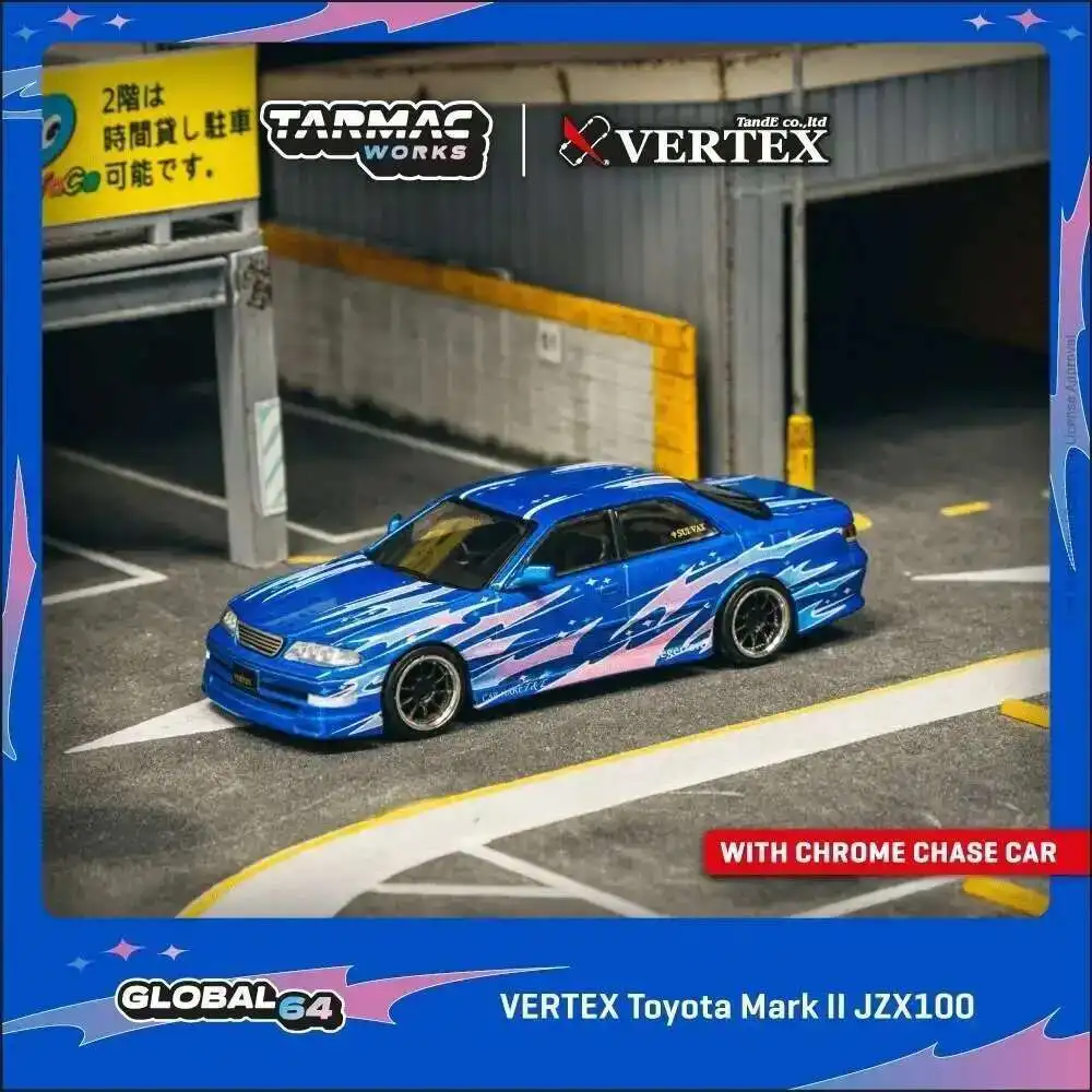 PreSale TW 1:64 VERTEX Toyota Mark II JZX100 Blue Metallic