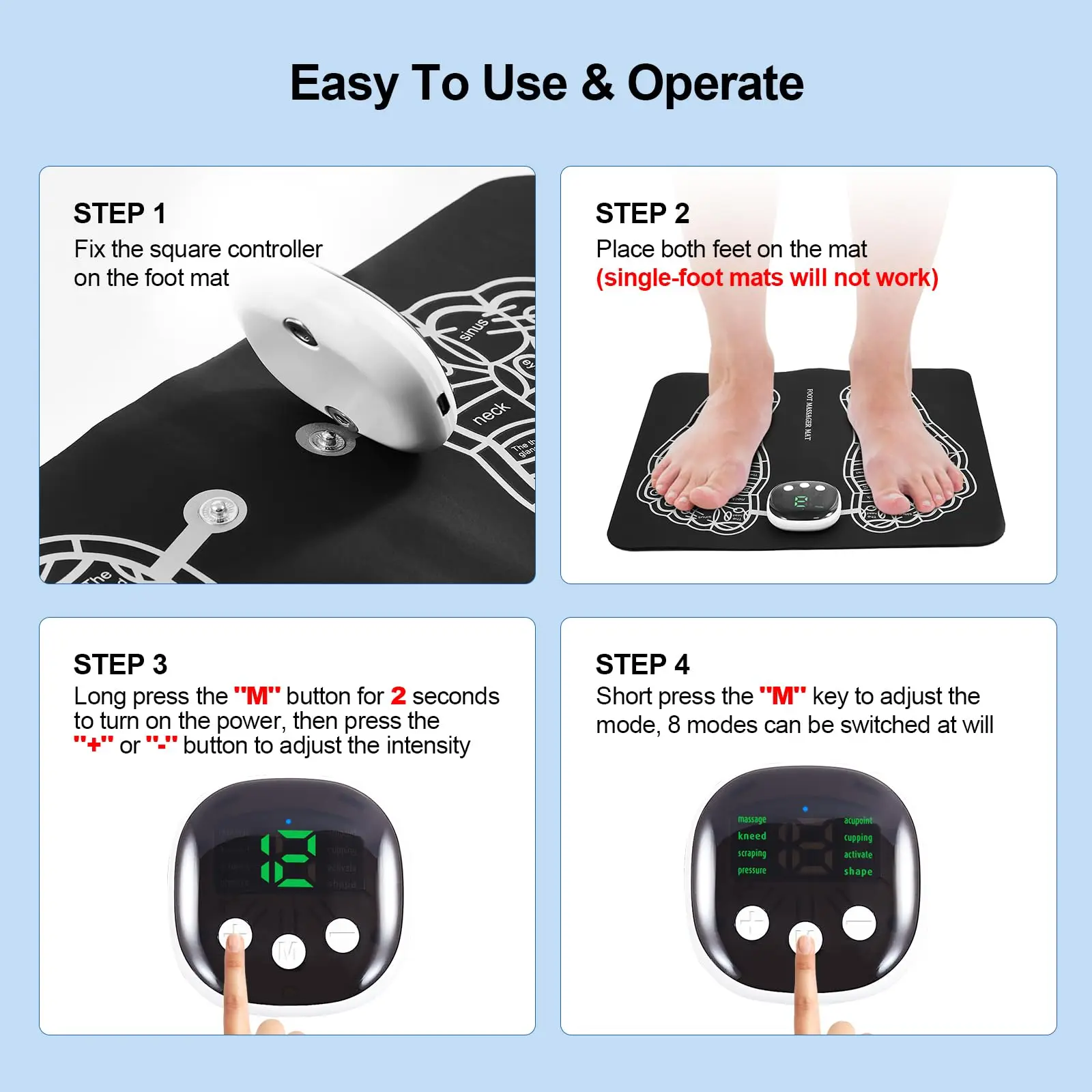 EMS Electric Foot Massager Mat, Pés Acupoints Massage Pad, Melhor circulação sanguínea, Relaxamento muscular, Alívio da dor, Dropshipping