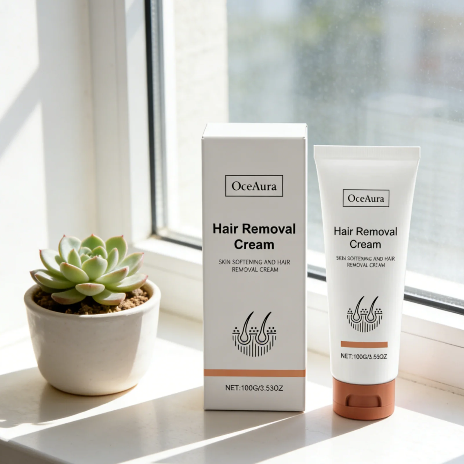 OceAura Hair Removal Cream Redness Relief Soothing Skin Softening Prevents Ingrown Hairs Painless Gentle Depilatory Cream 100g_voghion.com
