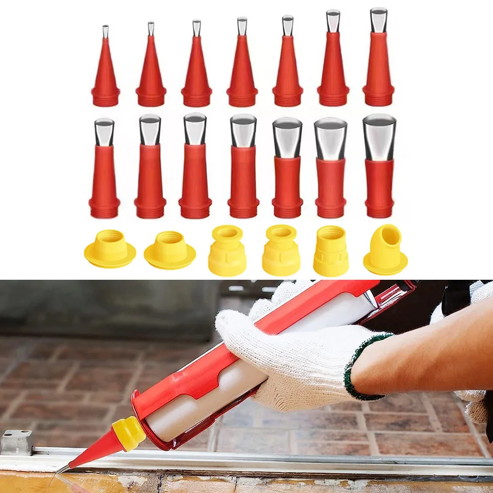 Universal Integrated Rubber Nozzle Tool Kit Caulking Gun Nozzles Sealant Tool Kit Reusable Sealing Caulking Nozzle Coating Reusable Rubber Tool Kit