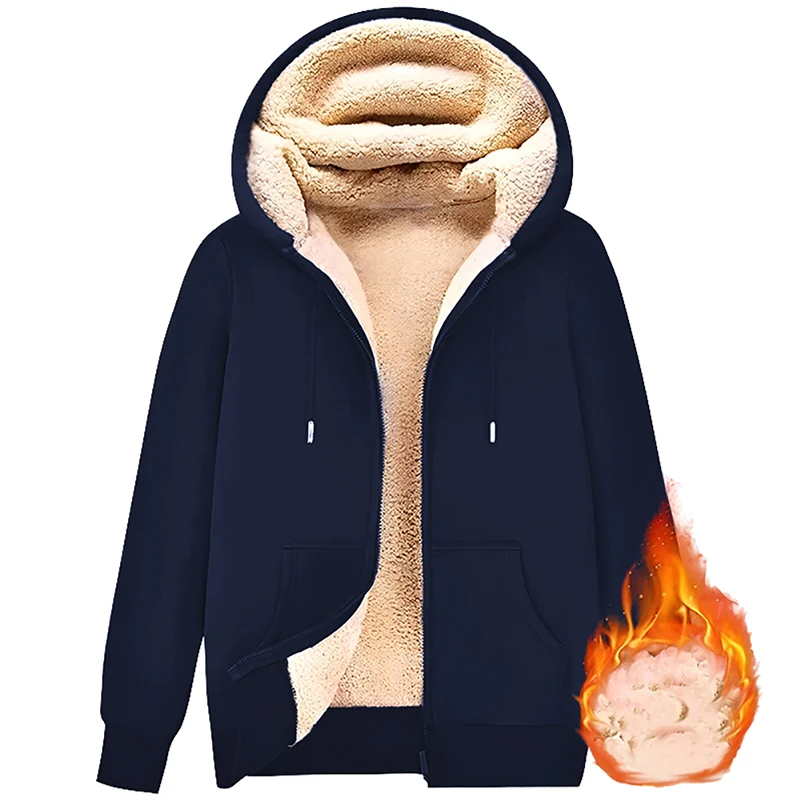 Men Coats Warm Full Zip Tops Jacket Long Sleeve Hoodies Hooded Sweatshirt Coat Casual Comfortable Breathable Outwear
