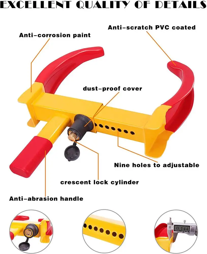 Car Wheel Clamp Lock Boot Tire Claw Heavy Duty Trailer Caravan Motorcycle Truck Anti Theft Locking Security Key Car Accessories