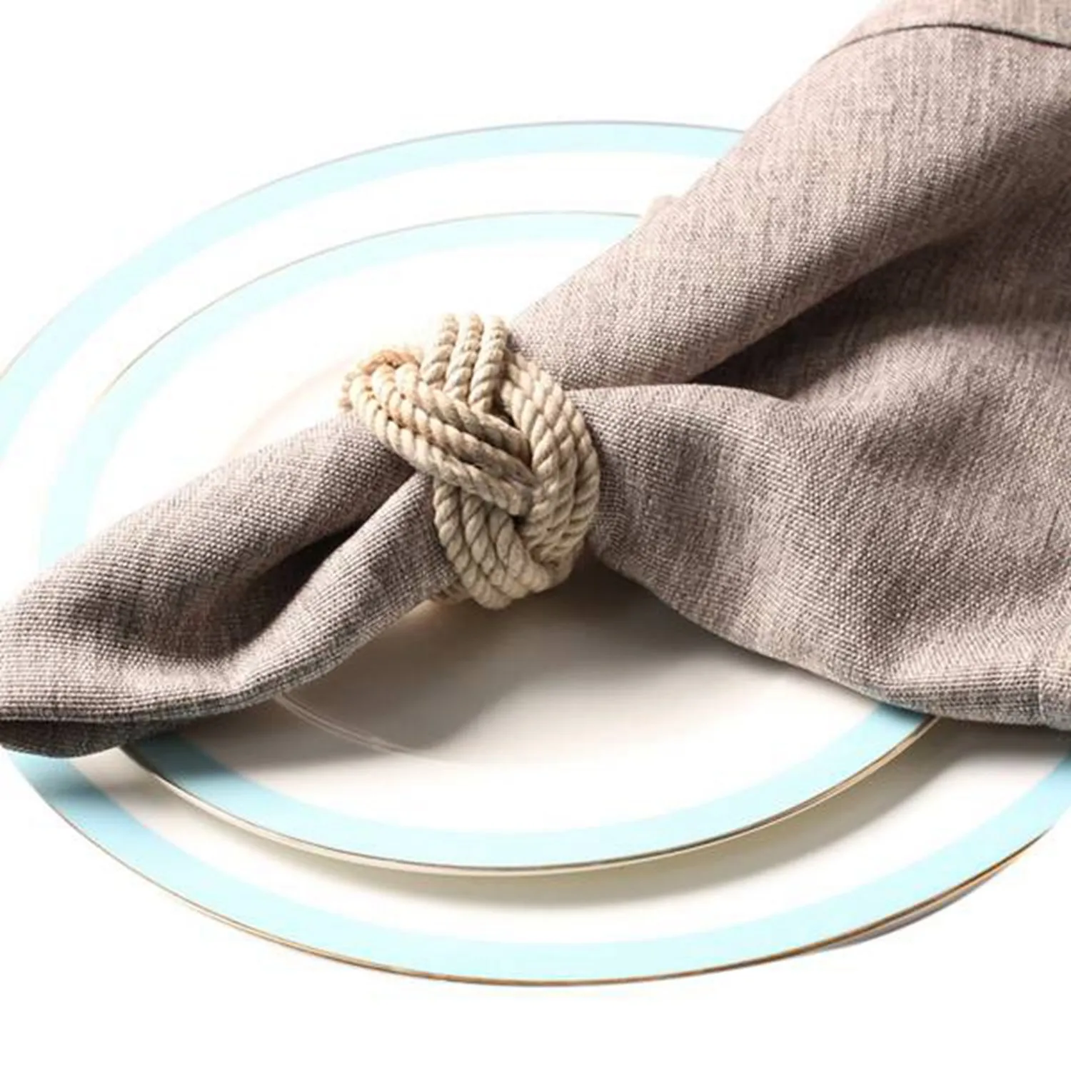 12Pcs Natural Jute Napkin Loop Cord Woven Napkin Buckle Corded Napkin Buckle Waxed Twine Napkin Loop