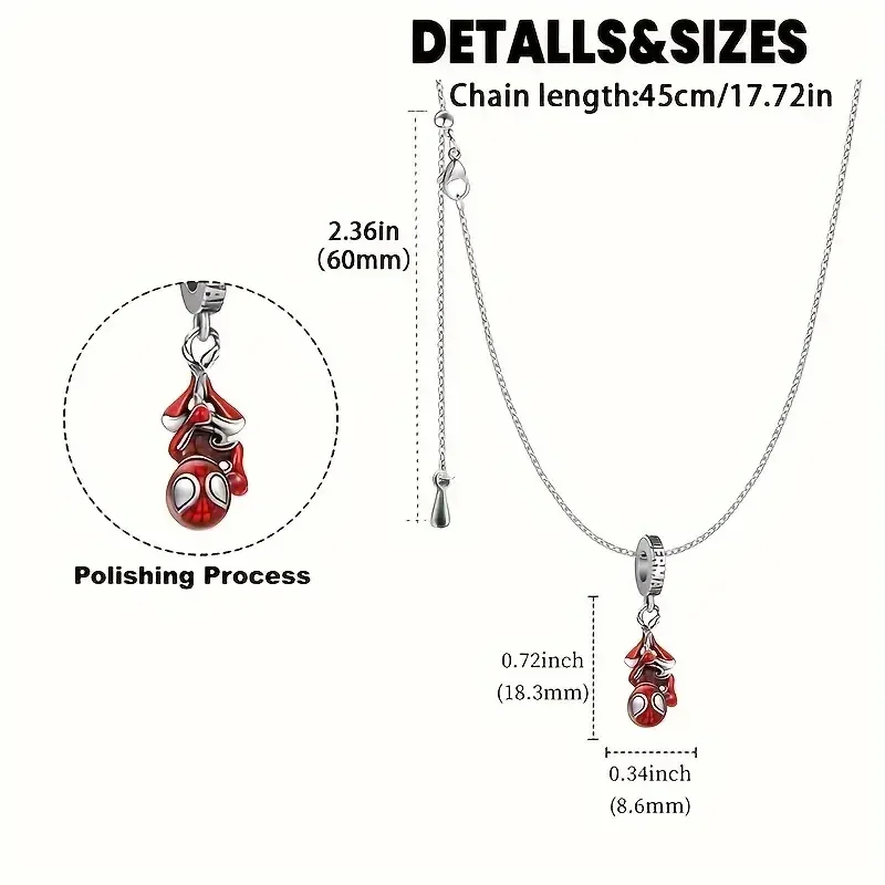 Superhero Spiderman Necklace Spider Battle Uniform Pendant Necklace for Fans Gifts Jewelry Accessories