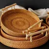 Vietnamese Rattan Tray Vine Woven Storage Double Ear Practical Desktop Tray Basket Bread and Fruit Dim Sum Picnic Simple Storage 1