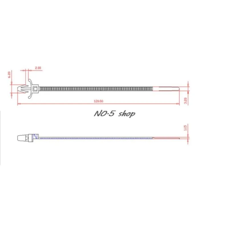 플러그 타입 플라스틱 버클 전기 자동차 고정 바인딩 벨트, 항공기 헤드 바인딩 벨트, 3.2x120mm, 100 개