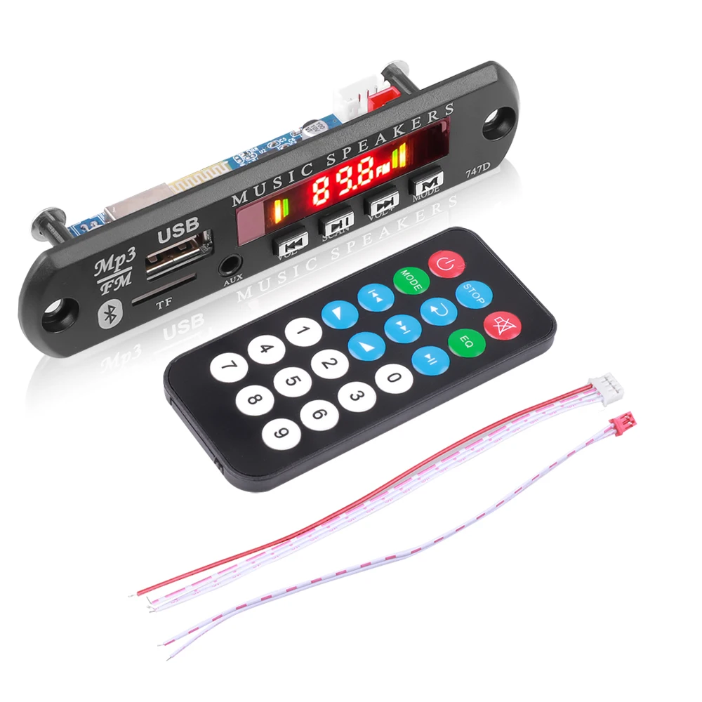Wireless Bluetooth 5.0 Handsfree MP3 WMA Decoder Board 5V 12V Car Audio USB TF FM Radio Module MP3 Player With Remote Control bluetooth audio adapter car mp3 player audio cable adapter bluetooth mp3 receiver bluetooth music player car audio converter
