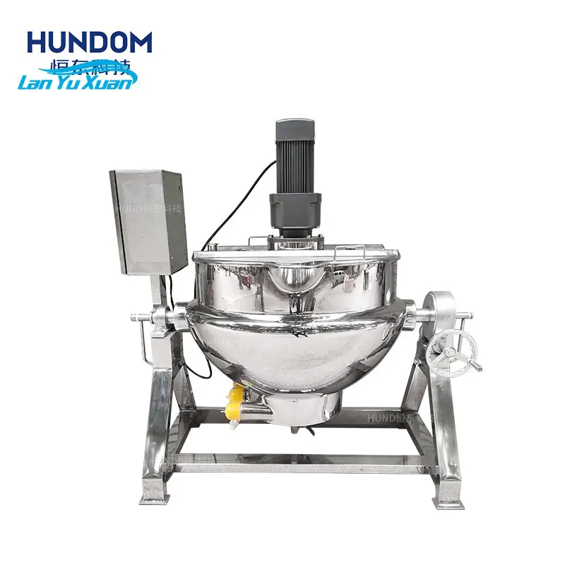 

Stainless Steel 50L- 600L Industrial Jacketed Kettle with Agitator Sanitary Porridge Soup Boiler Mixing Cooking Jacketed Kettle
