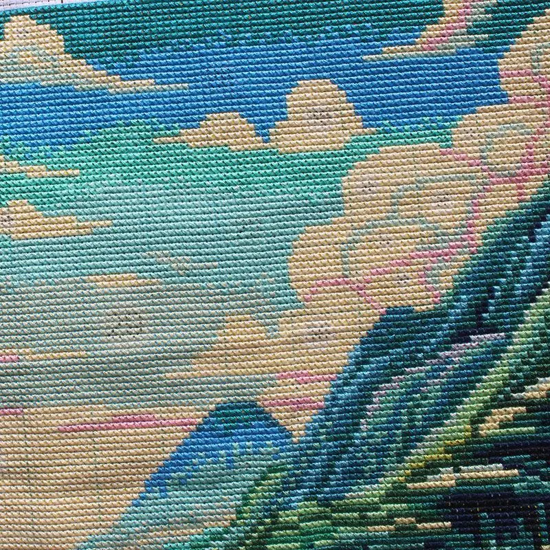 Embroidered handmade cross stitch finished product, Step by Step Lotus Flower Vertical Edition, foyer corridor small painting