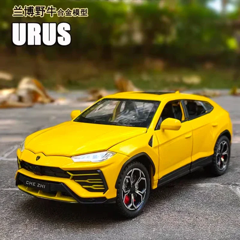 1:24 람보르기니 URUS SUV 합금 럭셔리카 로고 모델, 다이캐스트 금속 오프로드 차량 자동차 모델, 소리와 빛이 나는 어린이 장난감 선물, A501